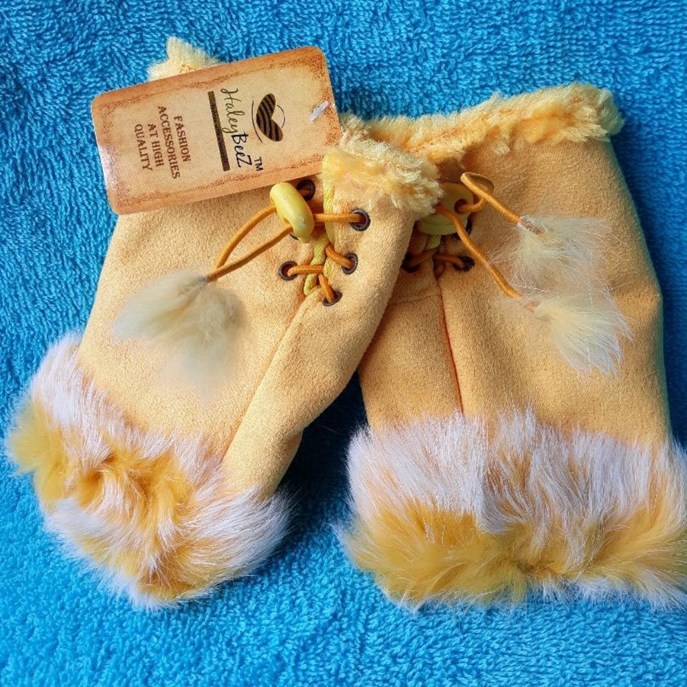 Yellow Fashion Fingerless Gloves